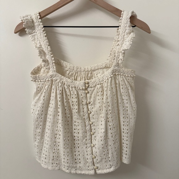 Sezane Tops - Sezane Eyelet Crochet Lace Ruffles Top
